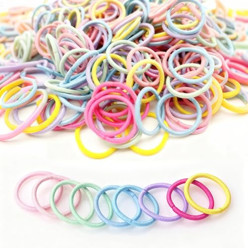 300Pcs Soft Cotton Hair Bands for Girls, Colorful Seamless Elastic Hair Ties for Toddlers and Infants, Gentle Non-Damaging Hair Accessories