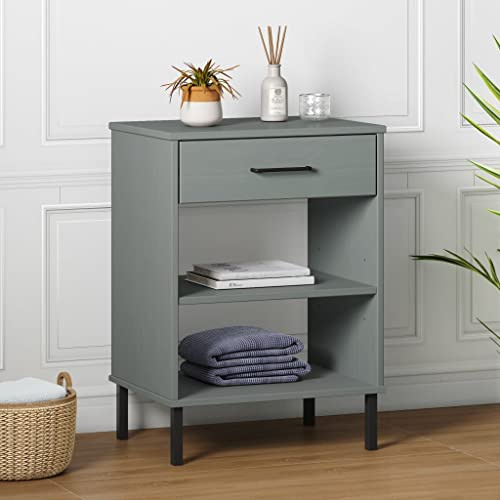 Générique Armoire Console avec Pieds en métal Gris Bois pin Massif Oslo,Meubles,Tables,Tables Basses et Tables d'appoint,Tables d'appoint,Gris,9.6 KG,351001