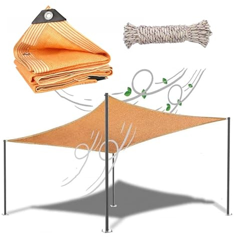 Rete ombreggiante beige 80% protezione dai raggi UV, vela con occhielli, per serra e balcone, 4,0 x 6 m