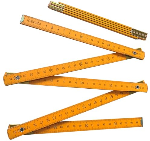 Holzmesslineal 1 Meter – zusammenklappbares Lineal aus Holz | Dee-Messlineal aus Holz | Dee-Messlineal aus Holz 1 Meter für Zimmermann | D-e Schreiner-Lineal | metrisches Lineal, D-e Messlineal, Stock
