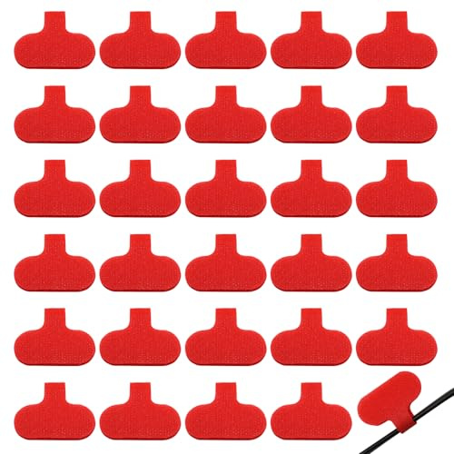 Verkelly 40 Pcs Hook and Loop Cable Labels, Writable Waterproof Cable Tags, Multi-Functional Wire Tags for Easy Organization and Identification（Red）