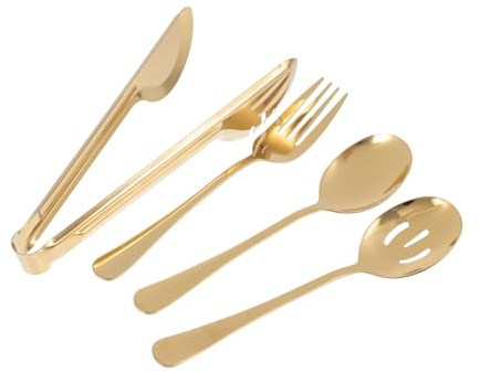 TOYANDONA 4 piezas Pinzas de Cocina de Acero Inoxidable Doradas de Cubiertos para Servir Comida Casa Buffet y Fiesta Ergonomicas Antióxido
