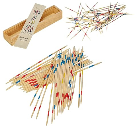 Jeu de Table en Bois Shangai Mikado Multijoueur de Stratégie 41 Bâtons de Différentes Couleurs avec Boîte Amovible Drôle en Famille Bâtons en Bois Colorés Shangai Classique