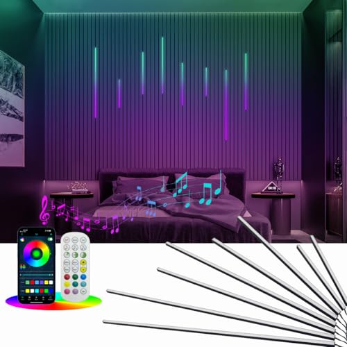 HAMRVL Black RGB+IC Smart Recessed Lighting Kit - 8pcs Wall Panel Lights for Acoustic Panels, APP/Remote Control, Music Sync, Chasing Effects,Slat Wall Lights for Wood Wall Panel, Game Room,Home Decor