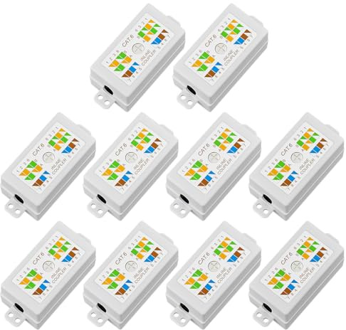 FGB RJ45 Cat6 Junction Box, Inline Punchdown Krone Coupler Joiner for Cat6/Cat5E/Cat5 Ethernet Network Cables, 10-Pack