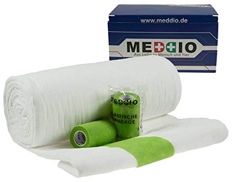 Mullwatterolle 40x500cm + 12 Haftbandagen 10cm hellgrün Hufbandage Klauen