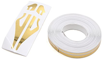 sourcing map 12mm Vinyle épingle Bande Ruban Autocollant Voiture Double Ligne Doré