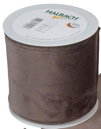 FloristryWarehouse Graues Weihnachts-Samtstoffband, 100 mm breit, auf 8 m Rolle, Drahtrand