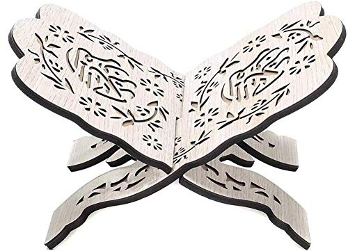 NanXi Support à Livre en Bois Coran Musulman Allah Ramadan Islamique Cadeau Serre-Livres de décoration en Bois Amovible Livre à la Main,Blanc,20 * 29cm