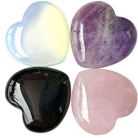 Lovionus89 25mm Herz Liebe Kristall und Heilsteine Geschnitzte Chakra Reiki Balancing Energie Stein für Schmuck Herstellung, Mischfarbe