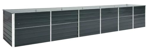 vidaXL Odlingslåda upphöjd galvaniserat stål 480x80x77 cm antracit