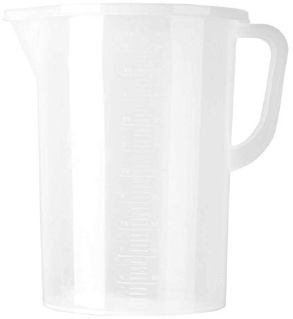 Freebily Plastik Wasserkrug 1L 2L 3L 5L Kunststoff Wasserkaraffe mit/ohne Deckel Wasserkanne Transparent Messbecher Kühlschrankkrug für Saft Eistee Transparent 5L