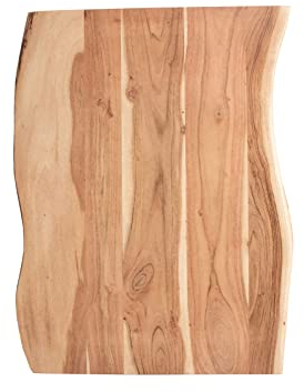 SAM Tischplatte 80x60 cm Toni, Holzplatte Akazienholz massiv + naturfarben + lackiert, Baumkanten-Platte für Heimwerker, Arbeitsplatten, Tische & Fensterbretter