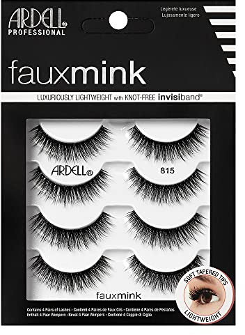 Ardell Faux Mink Lashes 815, Ultra-Soft, Natural Look False Eyelashes, Reusable Strip Lashes, 4 Pairs, 1 Pack