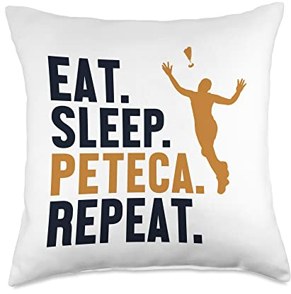 Professional Indiaca Peteca Peteca Players Gifts Eat Sleep Repeat Indiaca Game Ball Peteca Throw Pillow, 18x18, Multicolor