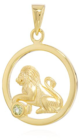 NKlaus 15mm Kettenanhänger Sternzeichen Löwe 333 Gelbgold 8 Karat echt Peridod Zodiac mit Geburtsstein 14051