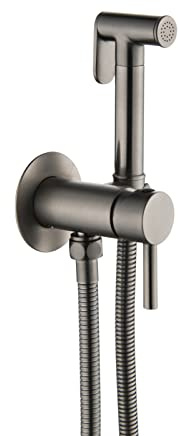 Bidet Sprayer for Toilet, Wall Mounted Hot and Cold Bidet Faucet, Handheld Cloth Diaper Sprayer Kit,Gunmetal Gray
