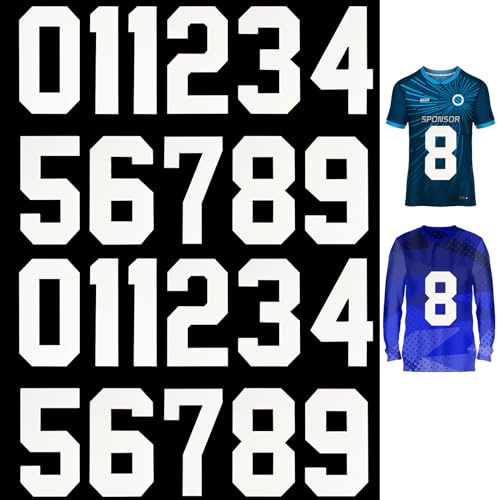 22 Piezas Números Termoadhesivas para Ropa Planchar 0 al 9 Números de Transferencia de Calor Parches Ropa Termoadhesivos Grandes Uniforme del Equipo Camiseta Fútbol Baloncesto (Blanco, 8 Pulgadas)