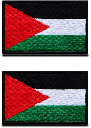 2 St. Palästinensisch Flagge Patch - Taktisch Palästinenser Nationales Emblem, Bestickter Aufnäher mit Hook and Loop, Militär Bänder für Rucksäcke Kleidung Taschen Uniform Weste Jersey