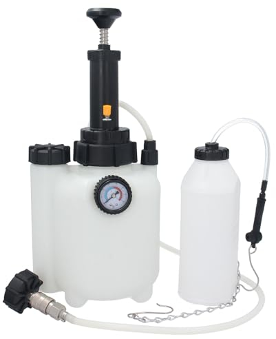 GEPCO Bremsenentlüfter Bremsflüssigkeit Fassungsvermögen 3L Bremsenentlüftungsgerät mit 1L Absaugbehälte Vakuumpumpe