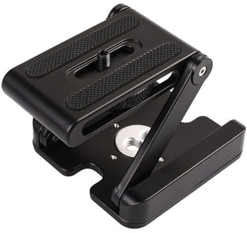 Fituenly Z Flexible Tilt Tripod Head, Aluminum Alloy Camera Bracket, Tilt Flexible Folding Tripod Head with Quick Release Plate Stand Holder, 1/4 Mounting Screw for Dslr Camera