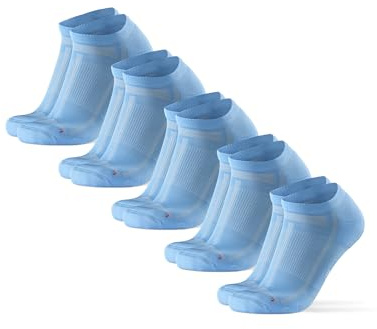 DANISH ENDURANCE Dämpade Ankel Löparstrumpor för Långdistans, Mot blåsor & Svettavisande, Män & Kvinnor, Unisex, 5-pack, Ljusblå - 5 pack, 43-47