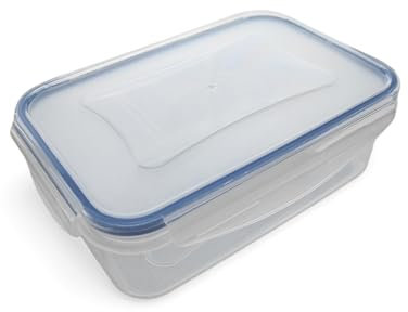 Ecoplast | Superlock Contenitore Plastica con Coperchio 3,8 Lt, Contenitore Ermetico per Alimenti Rettangolare, Trasparente, 28x21,2x9,4