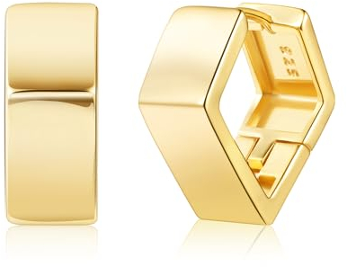 ALEXCRAFT Ohrringe Gold Creolen Eckig 14K Chunky Rhombus Goldene Ohrringe Damen Geschenk für Frauen Freundin Mama Mädchen