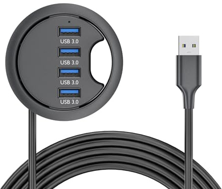 NFHK USB 3.0 Hub 4 Port USB 60 mm Tischtülle Splitter Dockstation Schnittstelle für Desktop PC Schreibtisch
