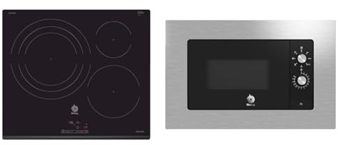 Balay 3EB967FR - Placa de Inducción, 3 Zonas, 60cm, Función Sprint, 17 Niveles Cocción & Microondas Integrable, 20 litros, con Marco, Grill, Iluminación LED, Asistente de Limpieza