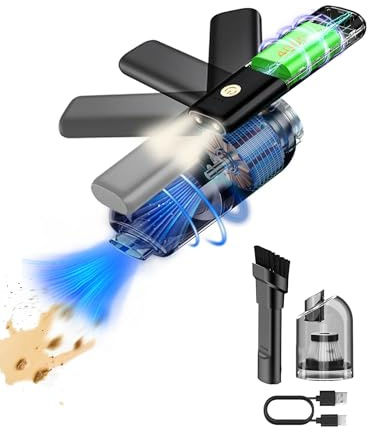 yanace 9000Pa Akku Handstaubsauger Kabellos, 4000mAh Akku, Kontinuierliche Arbeit für 20 Mins, USB-C, Mini Auto Staubsauger Stark Nass und Trocken, Kleiner Staubsauger für Auto/Bett/Sofa/Tisch/Laptop