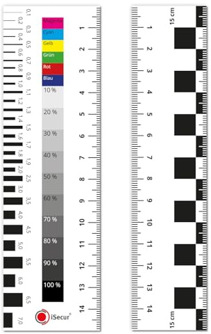 iSecur 2er Set Sachverständigen Lineal Magnetisch 15 cm - mag282 | mit Farbskala und Grauskala, Gutachter Dokumentationshilfe Spaltmaß Riss-Lineal, 1x Kontrast Lineal, 1x Farbskala + Grauskala