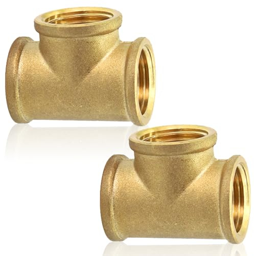 2 Stück Messing T-Stück 90°, G3/4 (Ø24mm) Innengewinde T-Stücks | DN20 T-stück 3/4 Zoll, T-Stücks aus Messing IG x IG x IG, Gewindefitting, 3 Wege T-verbindungsstück für Trinkwasser Geeignet