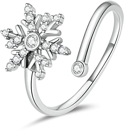 Qings Weihnachten Ring für Damen 925 Sterling Silber Weihnachtsbaum Lebkuchenmann Stechpalmen Offener Verstellbare Ring Weihnachtsschmuck Geschenke für Familie Mutter