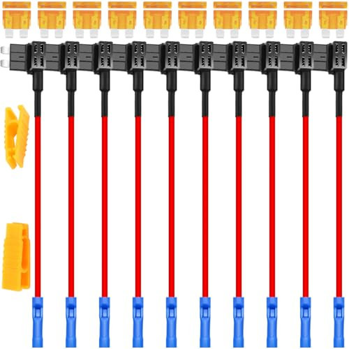 MKBKLLJY 12 Stück teiliger Standard-Add-a-Circuit-Sicherungsabgriff mit Mini-5-Amp-Standard-APR, ATO, ATC, Flachsicherungshalter, 12V, Kfz-Ersatzzubehör für PKW, LKW, Boot, Wohnmobil