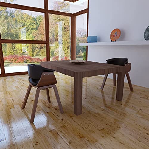 KATERYY Esszimmerstühle 2 STK. Bugholz und Kunstleder,Gemütlicher Esszimmerstuhl aus hochwertigem Kunstleder und gebogenem Bugholz Set aus 2 Stühlen Esszimmerstühle