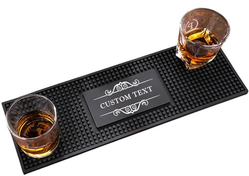 Tappetino da bar personalizzabile, in gomma PVC, antiscivolo, con stampa colorata, per barman (nero 1)