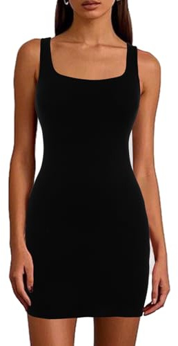 Joyshaper Womens Bodycon Mini Dress Sleeveless Square Neck Tank Dresses