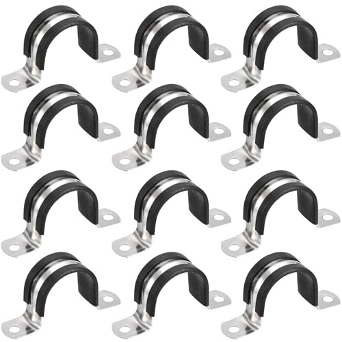 LEPEVNEY Rohrschellen, 30 mm, gummiert, Edelstahl, U-Klemmen, für Rohre, Kabel und Rohre, 12 Stück