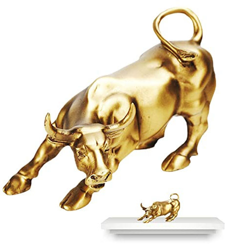 Dinchaakuarry Wall Street Bull Statue - Harz Fortune Bull Sculpture | Bull Statue für Büro, Statue, Zuhause, Schreibtisch, Aktienmarkt-Enthusiasten
