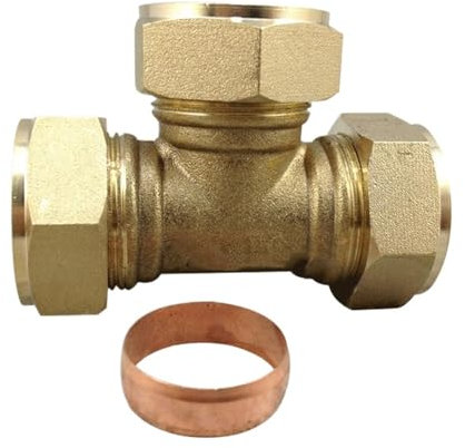 Ayztantine Compression Fitting For 6-42mm Tube Brass Ferrule Union Equal Reducing Tee Ferrule-type Compression Joint Water Gas Fuel Pipe Fitting Tee(16mm)