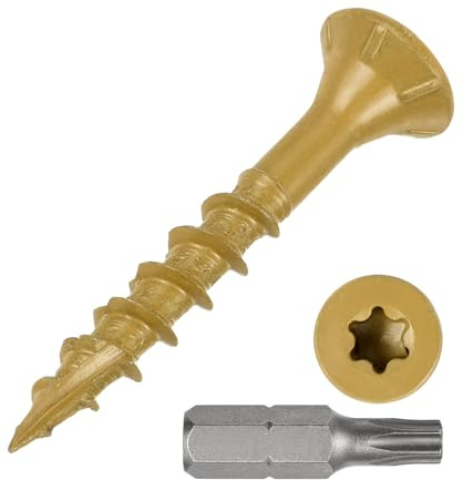 METALLIXITY 100Pcs #8x1-1/4 Deck Screws Kit Wood Screw CS Tan | Decking Screws Epoxy Coated with T25 Torx Drive Head for Wood Fence,Table,Chairs