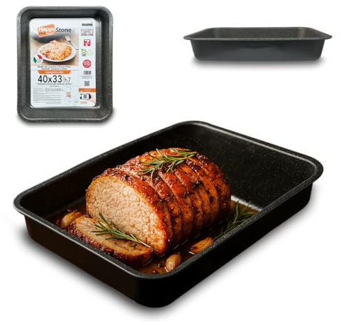 Arca, Teglia Rettangolare Alta 40x33x7 cm per Forno, Antiaderente e Bordata, Adatta alla Lavastoviglie, Ideale per Pizza e Altre Ricette, in Alluminio, Made in Italy