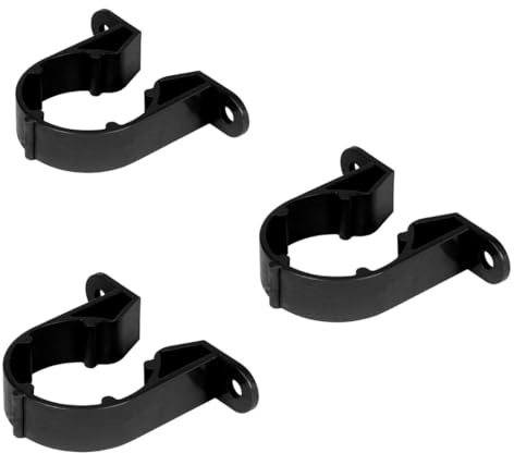 PVC Pipe Clips, 32mm, Solvent Weld Waste Pipe Fitting, Black, Pack of 3