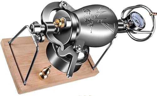 Máquina para Hacer Palomitas de Aire Caliente a Alta presión, Tradicional de Acero Inoxidable 304 con manómetro y válvula de Alivio de presión, con manivela (300 ml)