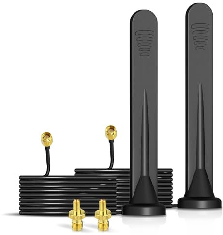 Bingfu Antenna 5G 4G LTE Esterna SMA TS9 5dBi Omnidirezionale Impermeabile con Base Magnetica 3 m Cavo per Router, Modem, Hotspot, Gateway, Sistema di Sorveglianza, Dispositivi IoT Casa Domotica