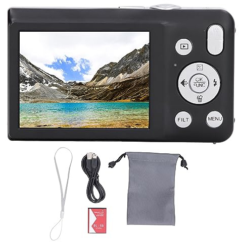 QANYEGN Digital Camera, HD 68MP 2.7in Screen 16X Zoom Small Vlog Camera, Timer Shoot Beauty Filter Camera for Boys Girls Kids (Black)