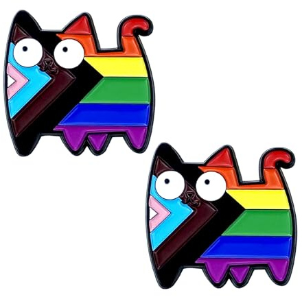 2pcs Regenbogen Pride Pins, Katzen-Pins, Rainbow Cute Cat Brooches, Pins Anstecker, Anime Pins, Niedliche Katzen LGBTQ Pin Accessoires für Kleidung, Taschen, Rucksäcke
