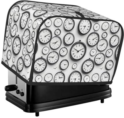 Cubierta para tostadora con impresión de cara de reloj vintage, 2 rebanadas, fundas para horno tostador con bolsillos para cocina, cubierta de electrodomésticos pequeños y protección de huellas