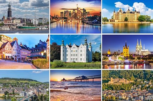 Postkarten-Set Deutschland - 9 Ansichtskarten / Karten / Grußkarten | Fotos Bilder aus Frankfurt Hamburg Köln Heidelberg Nürnberg Schwerin Mosel Insel Usedom / Ostsee
